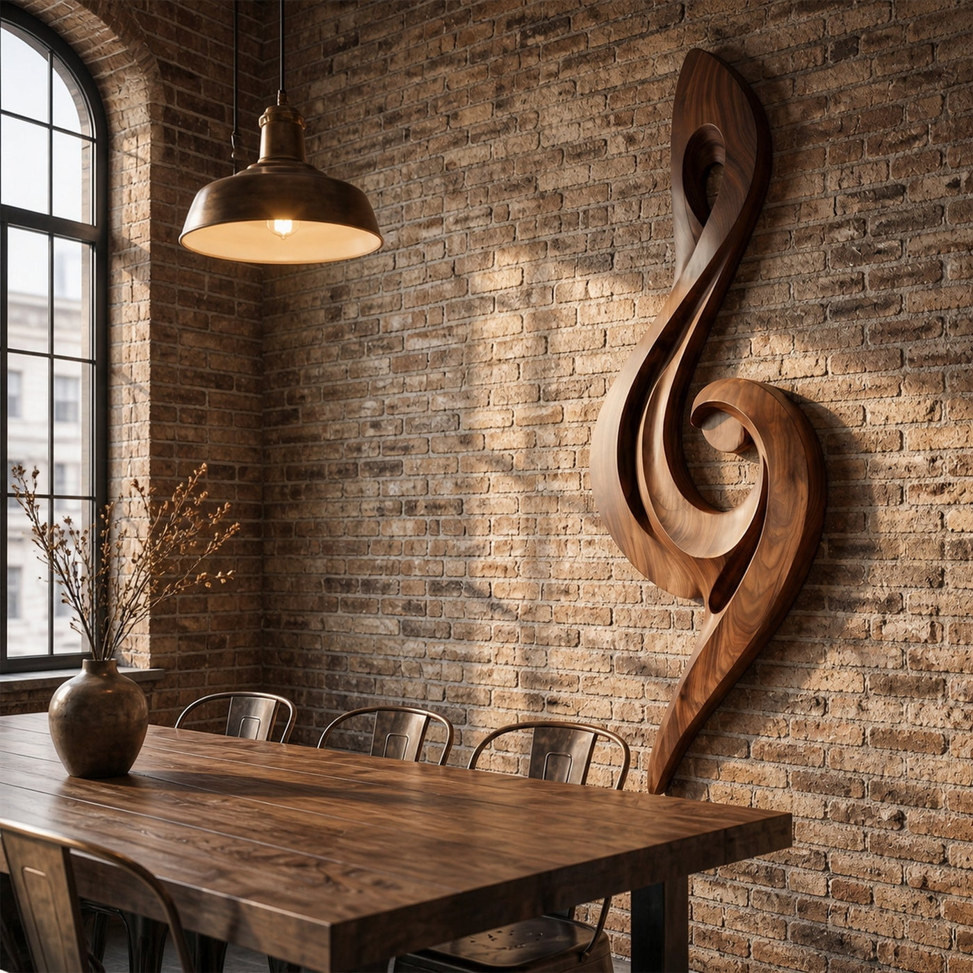Sculptural Treble Clef Wooden Wall Decor For Living Room - product view 2