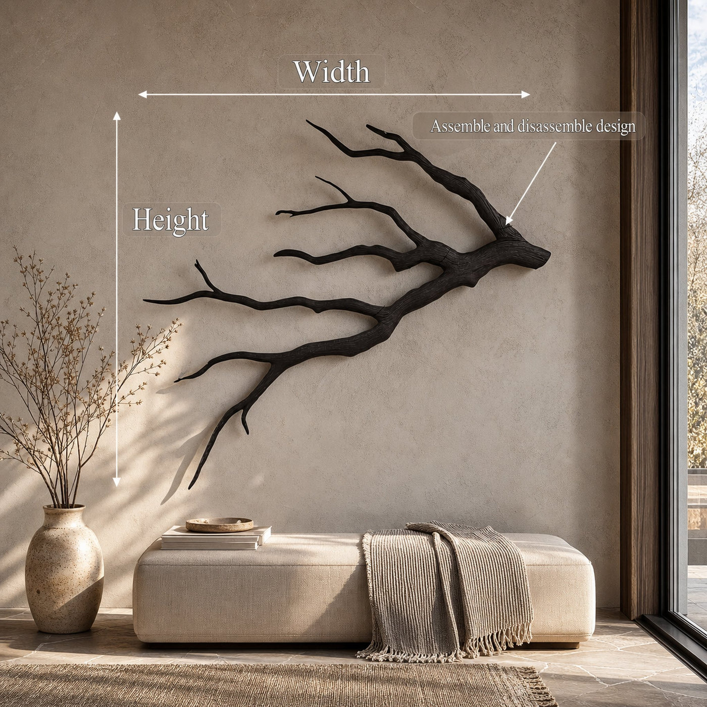 Sculptural Tree Branch Wall Decor Nature Inspired Design For Living Room - product view 8