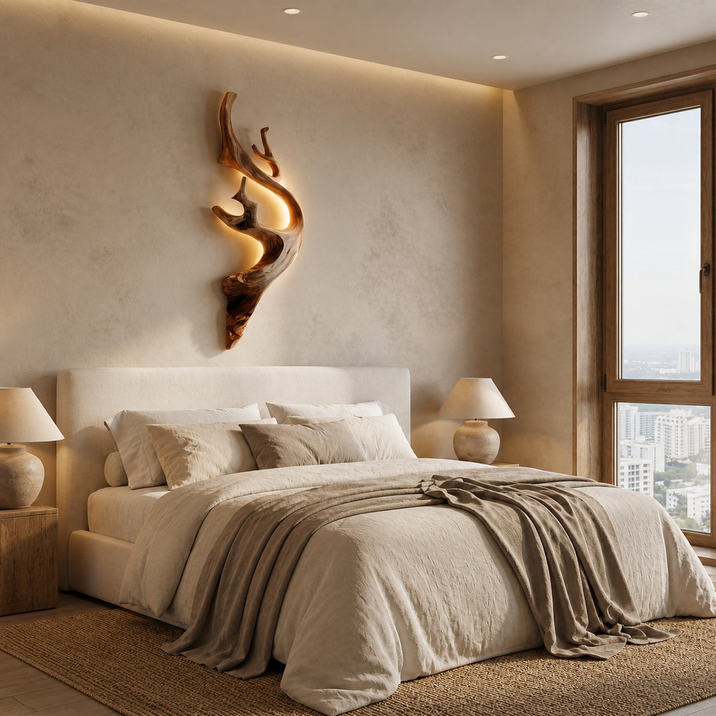 Sculptural Tree Branch Wooden Wall Lamp With LED For Home - product view 2