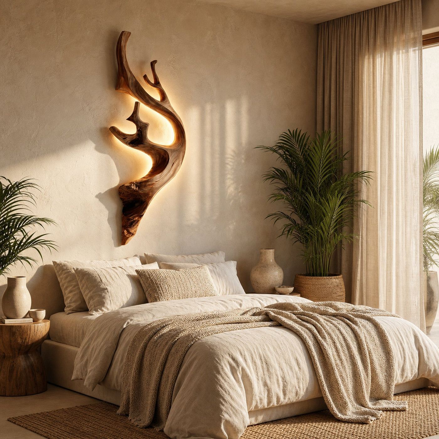 Sculptural Tree Branch Wooden Wall Lamp With LED For Home - product view 3
