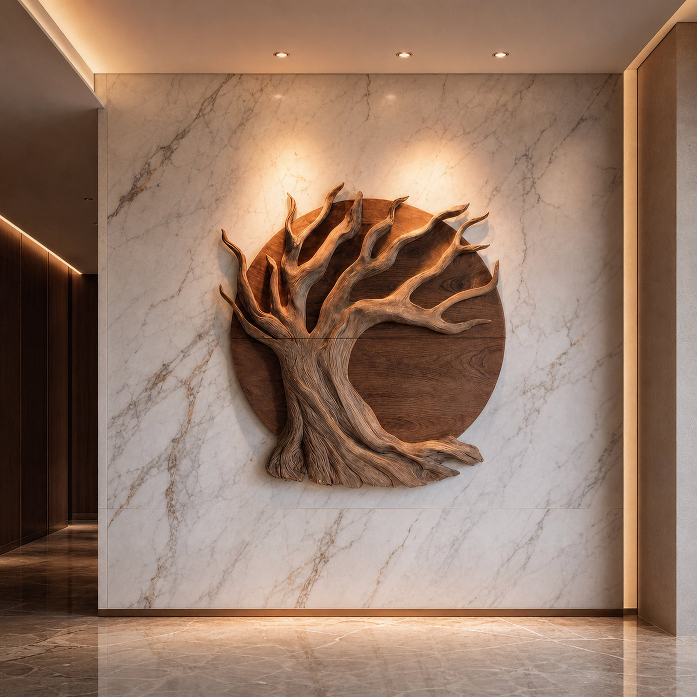 Sculptural Tree Wall Decor With Organic Circular Design For Home Interior