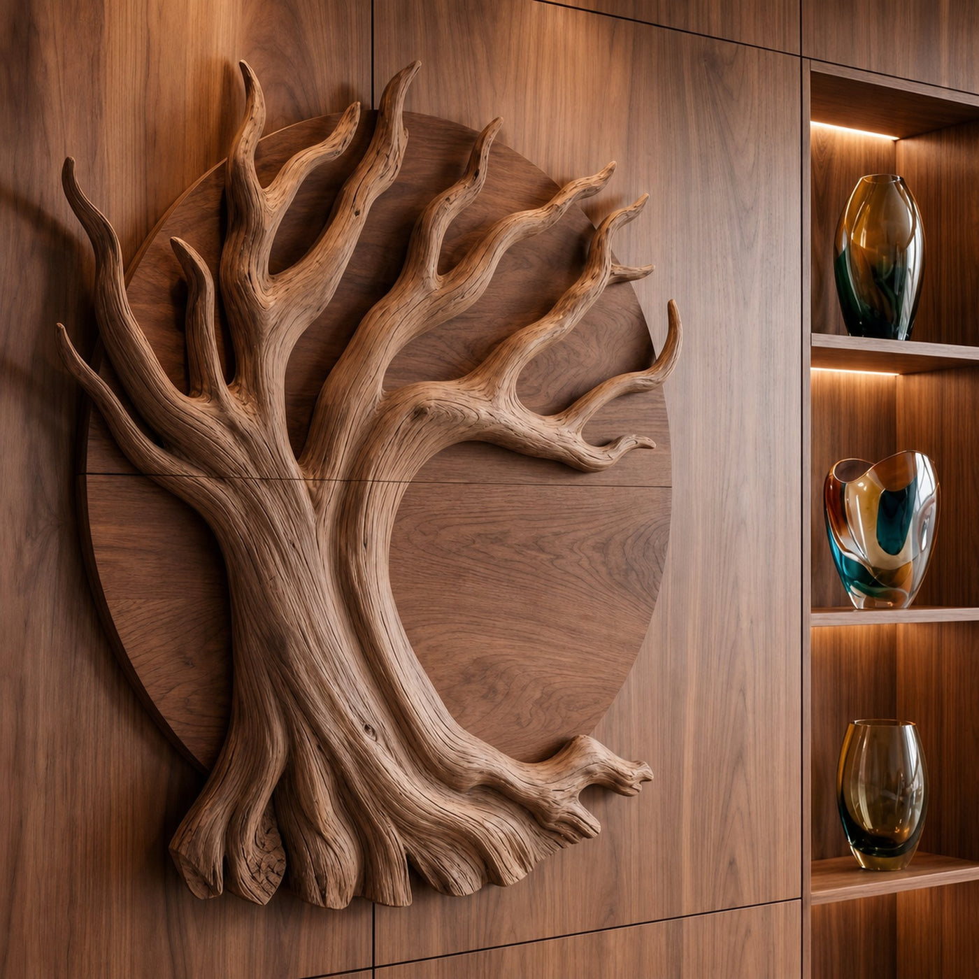 Sculptural Tree Wall Decor With Organic Circular Design For Home Interior - product view 3