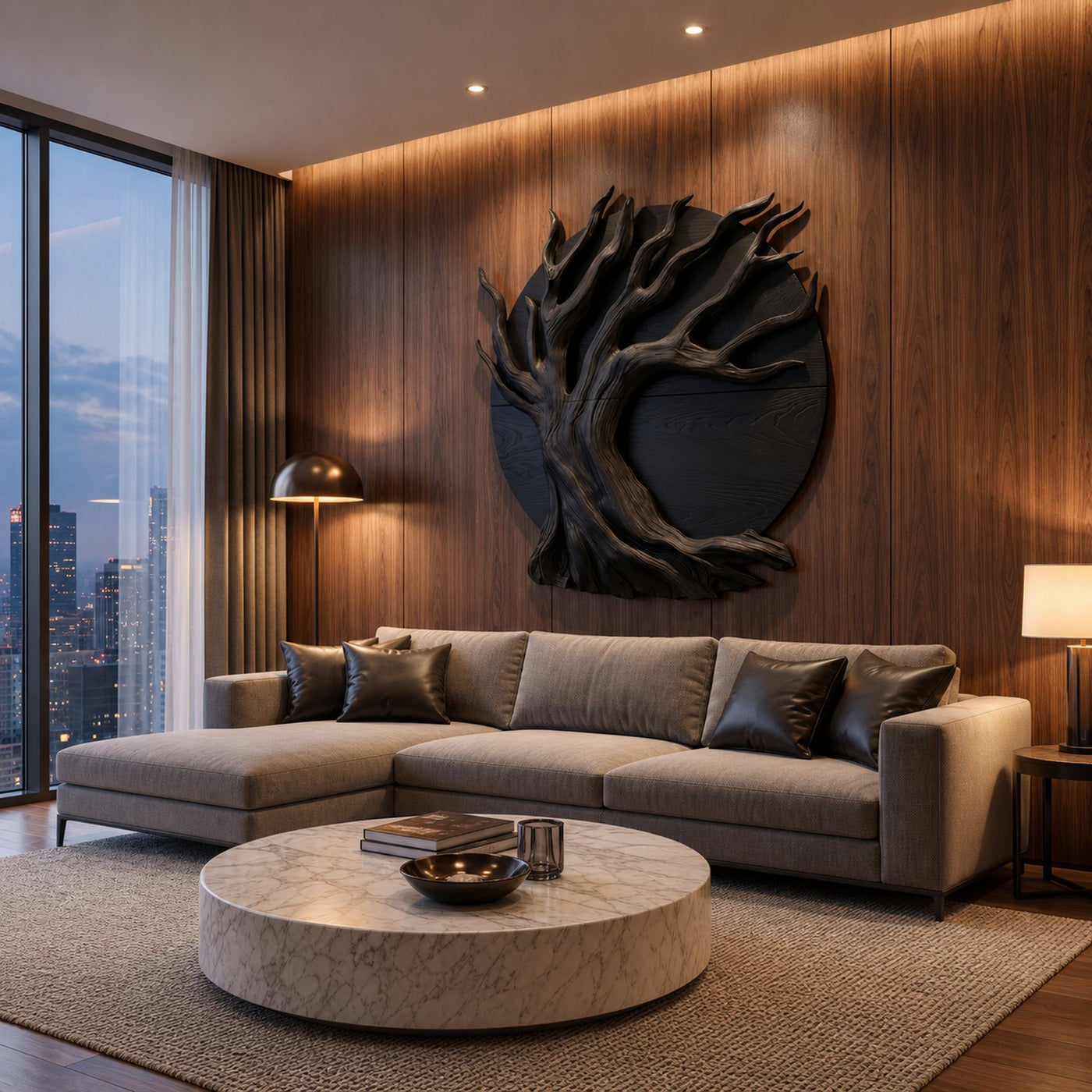 Sculptural Tree Wall Decor With Organic Circular Design For Home Interior - product view 4