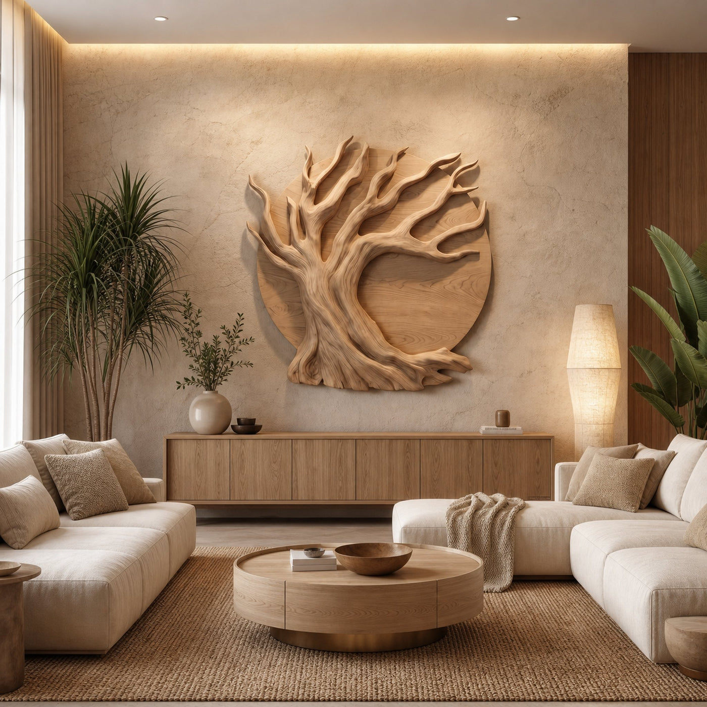 Sculptural Tree Wall Decor With Organic Circular Design For Home Interior - product view 5