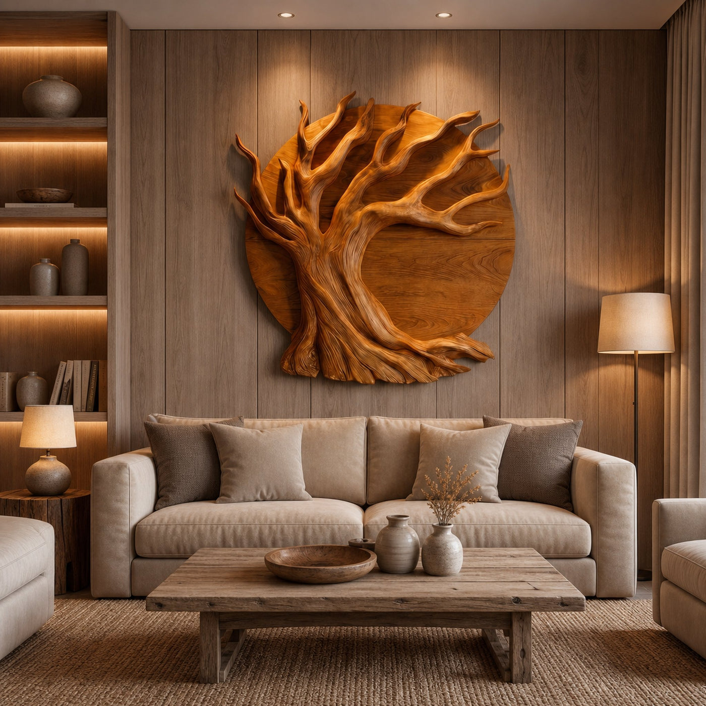 Sculptural Tree Wall Decor With Organic Circular Design For Home Interior - product view 6