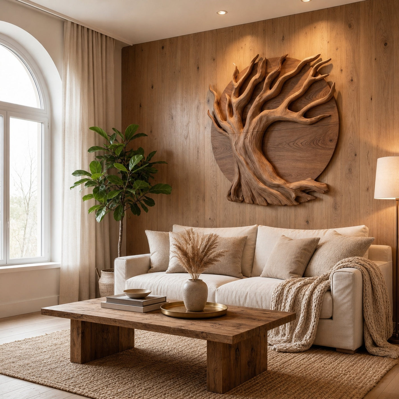 Sculptural Tree Wall Decor With Organic Circular Design For Home Interior - product view 7