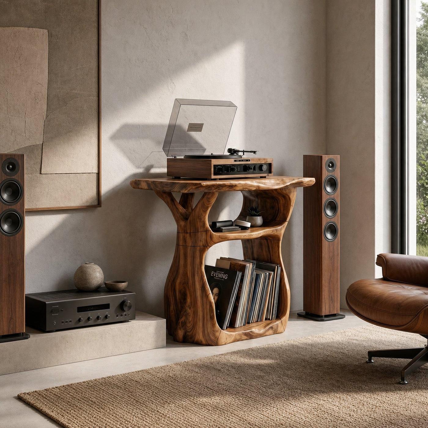 Sculptural Vinyl Record Stand For Lounge