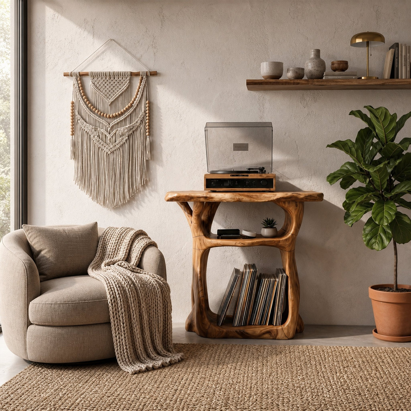 Sculptural Vinyl Record Stand For Lounge - product view 2