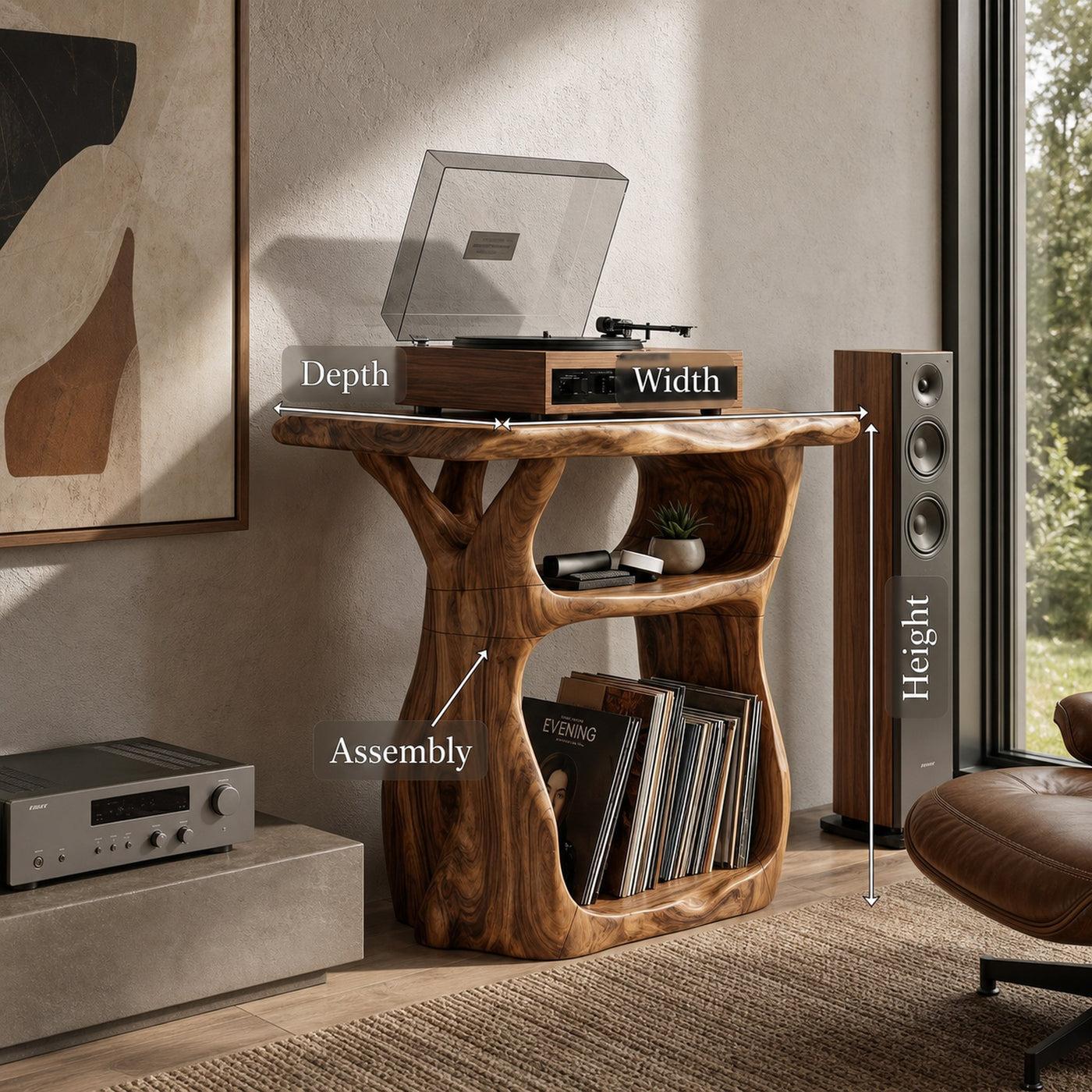 Sculptural Vinyl Record Stand For Lounge - product view 8