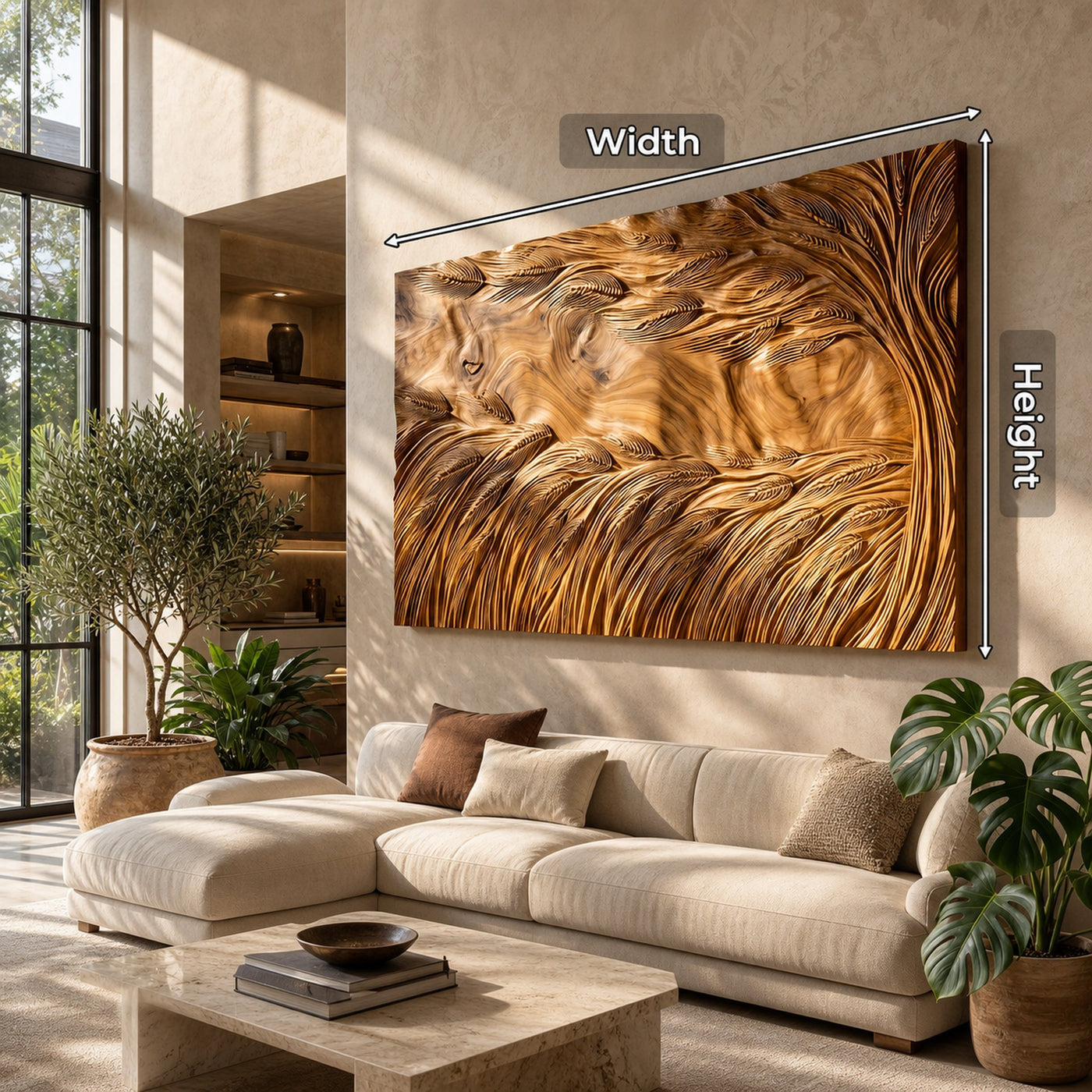 Sculptural Wall Art With Wave Texture For Living Room - product view 5