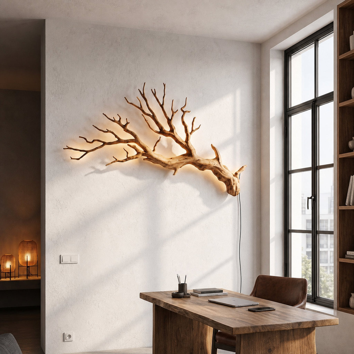 Sculptural Wall Light With Nature Inspired Tree Branch Design For Entryway