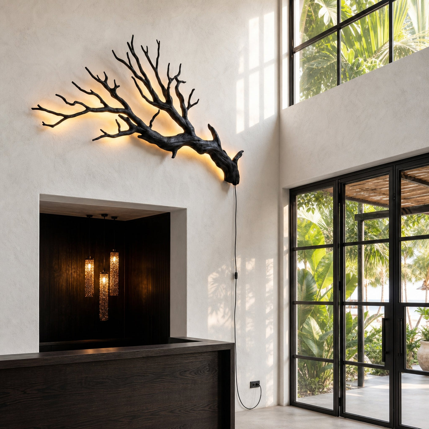 Sculptural Wall Light With Nature Inspired Tree Branch Design For Entryway - product view 4