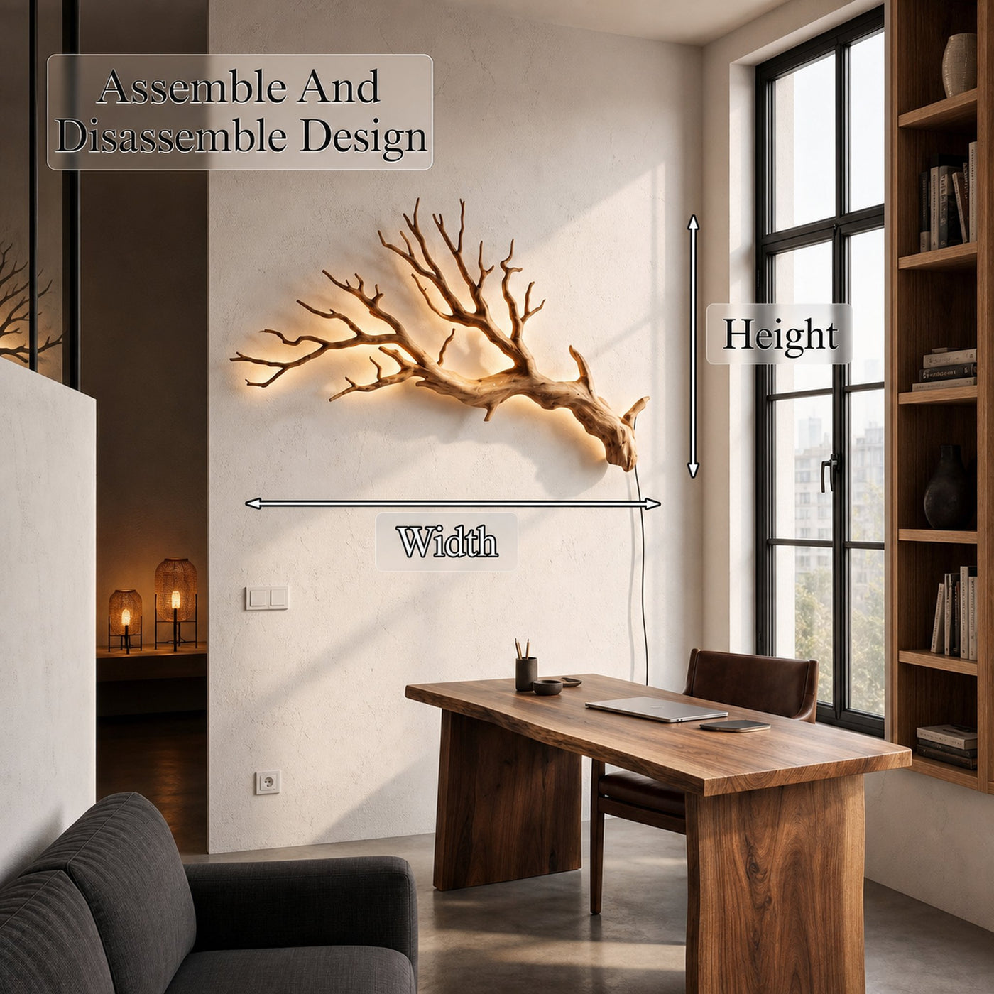 Sculptural Wall Light With Nature Inspired Tree Branch Design For Entryway - product view 8