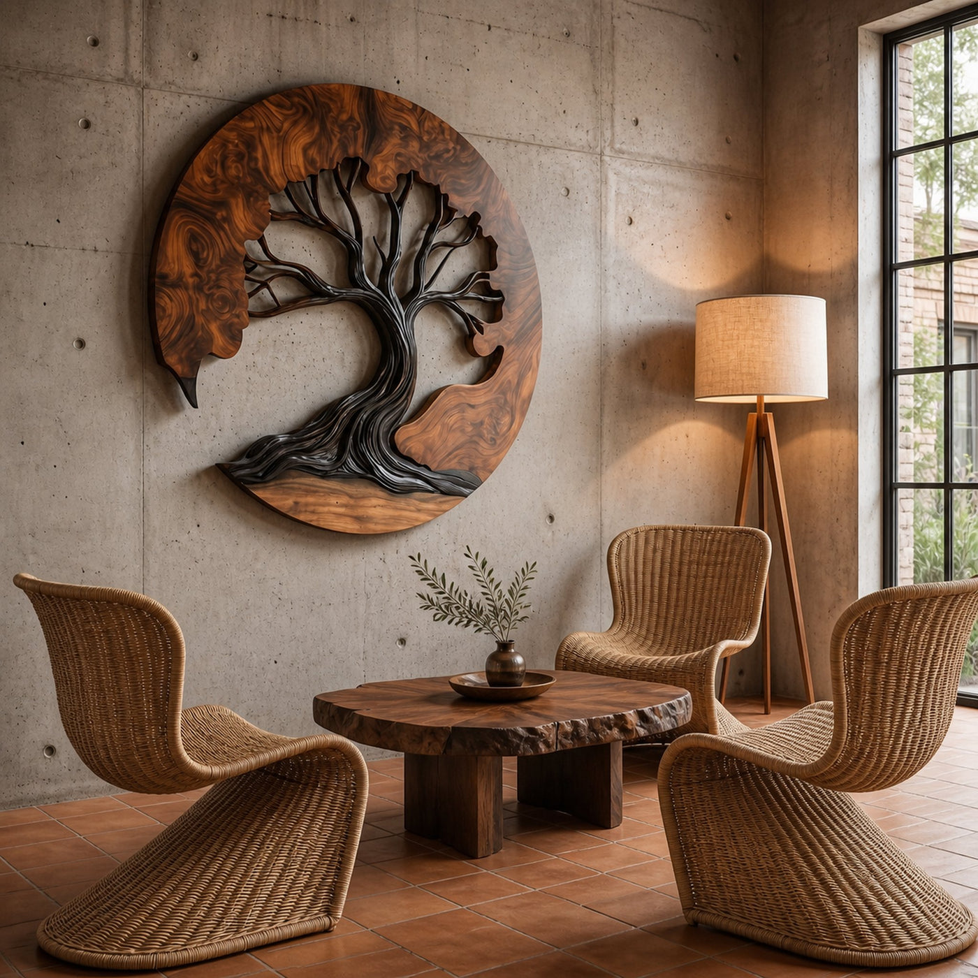 Sculptural Wooden Tree Wall Decor For Living Room - product view 2