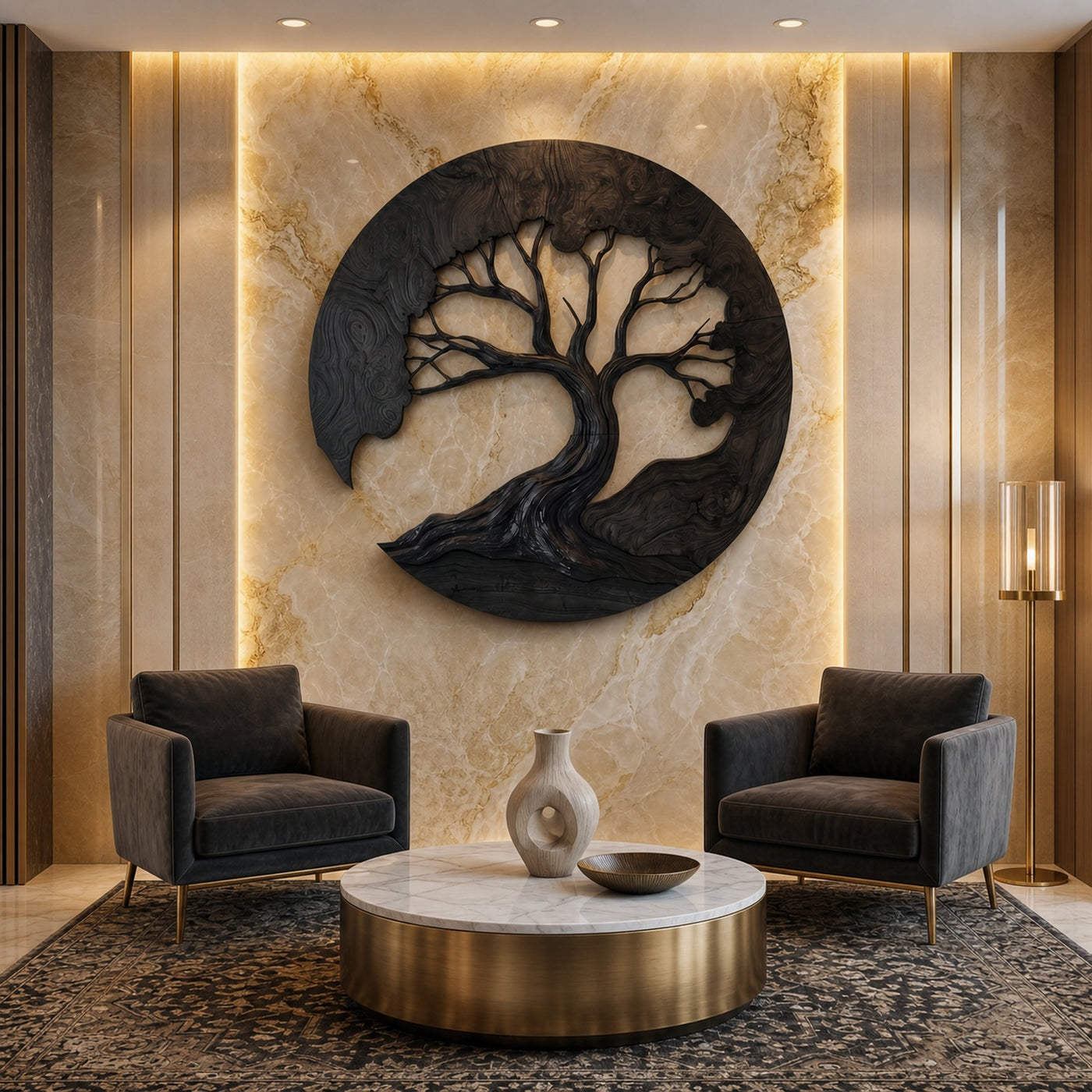 Sculptural Wooden Tree Wall Decor For Living Room - product view 4