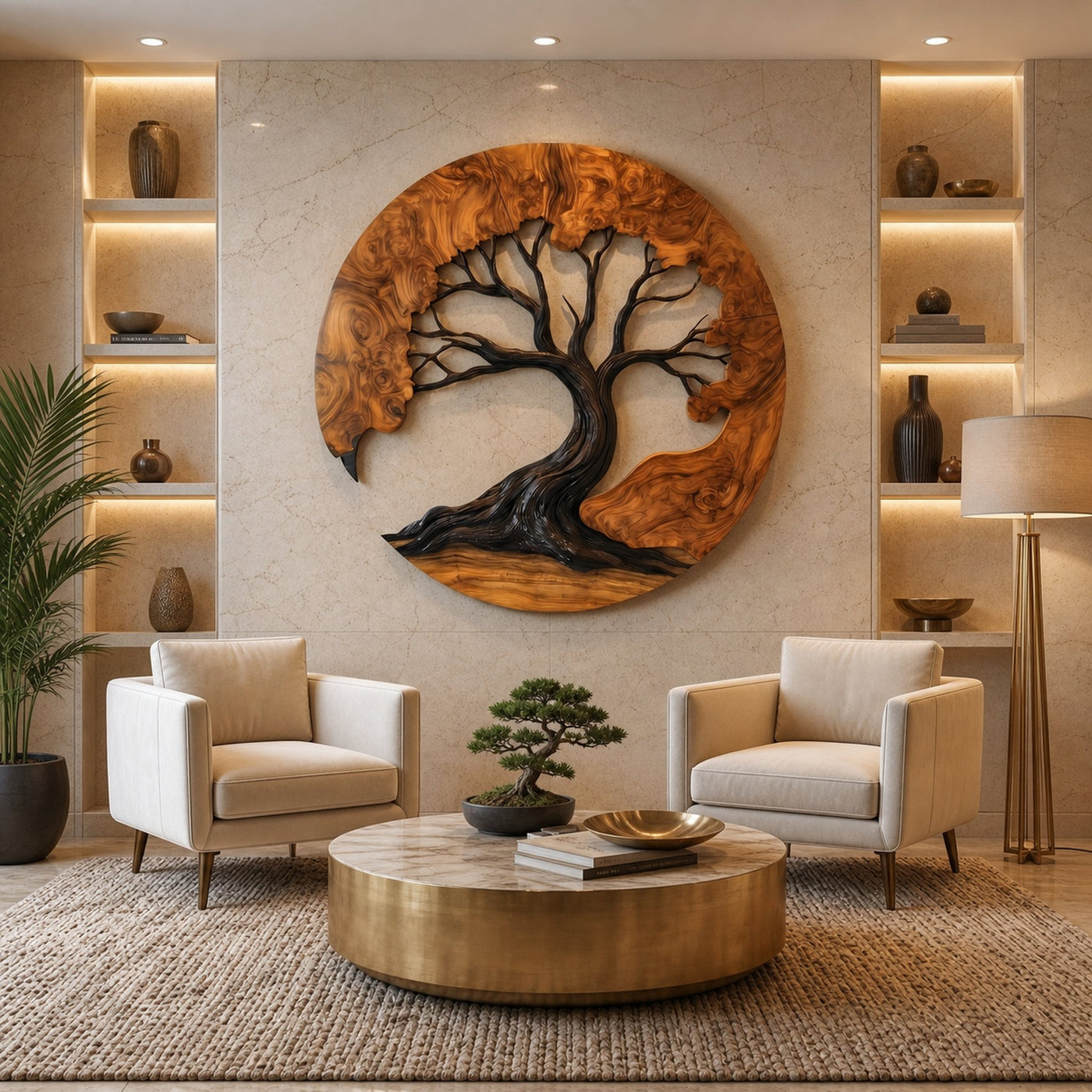 Sculptural Wooden Tree Wall Decor For Living Room - product view 6
