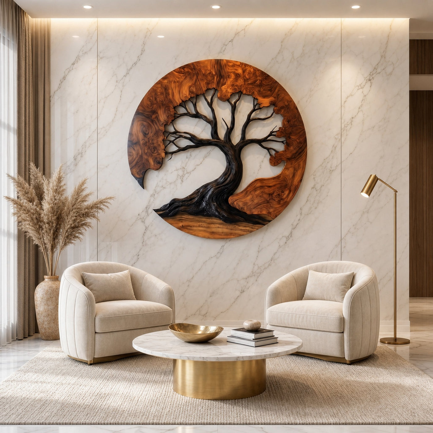 Sculptural Wooden Tree Wall Decor For Living Room - product view 7