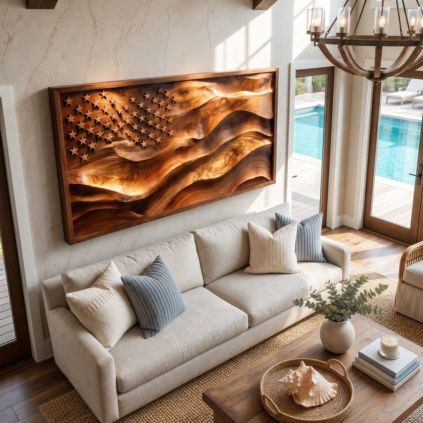 Serene Tree Landscape Wood Wall Art Luxury Penthouse Interior Decor