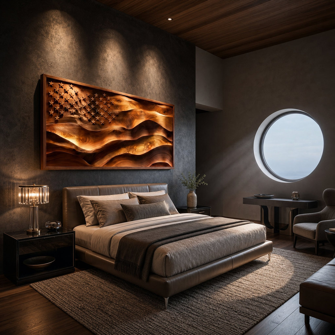 Serene Tree Landscape Wood Wall Art Luxury Penthouse Interior Decor - product view 3