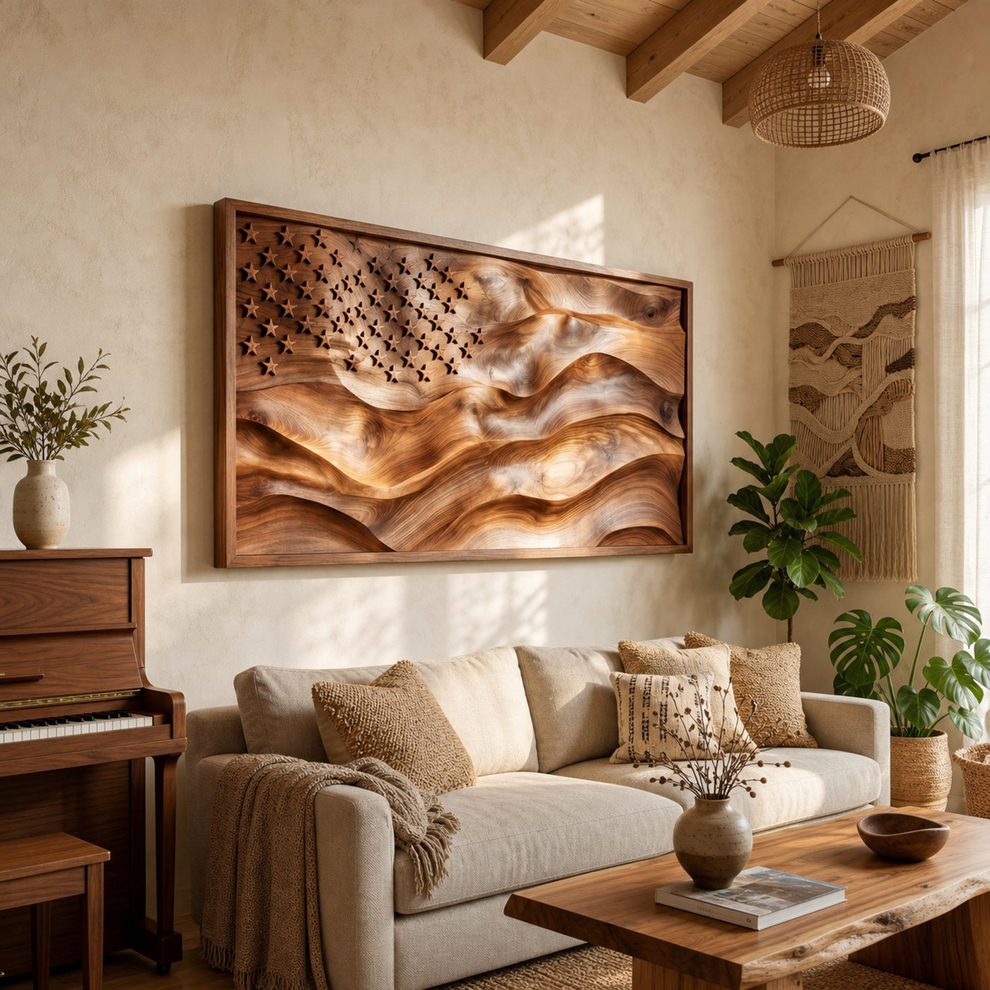 Serene Tree Landscape Wood Wall Art Luxury Penthouse Interior Decor - product view 4