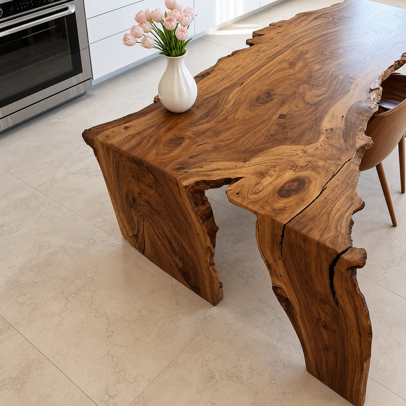 Solid Acacia Slab Table With Live Edge Unique And Versatile For Dining Areas, Living Rooms, Bar Spaces, Conference Rooms…