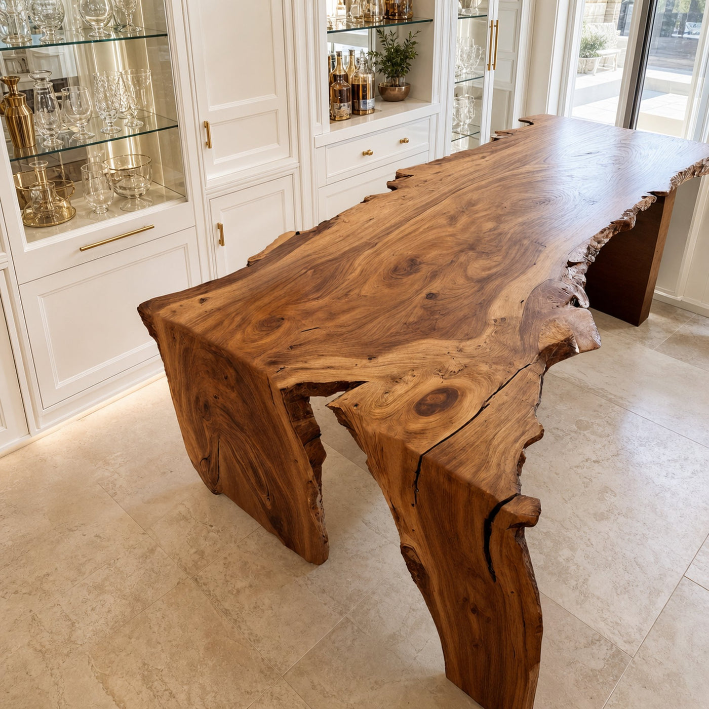 Solid Acacia Slab Table With Live Edge Unique And Versatile For Dining Areas, Living Rooms, Bar Spaces, Conference Rooms…
