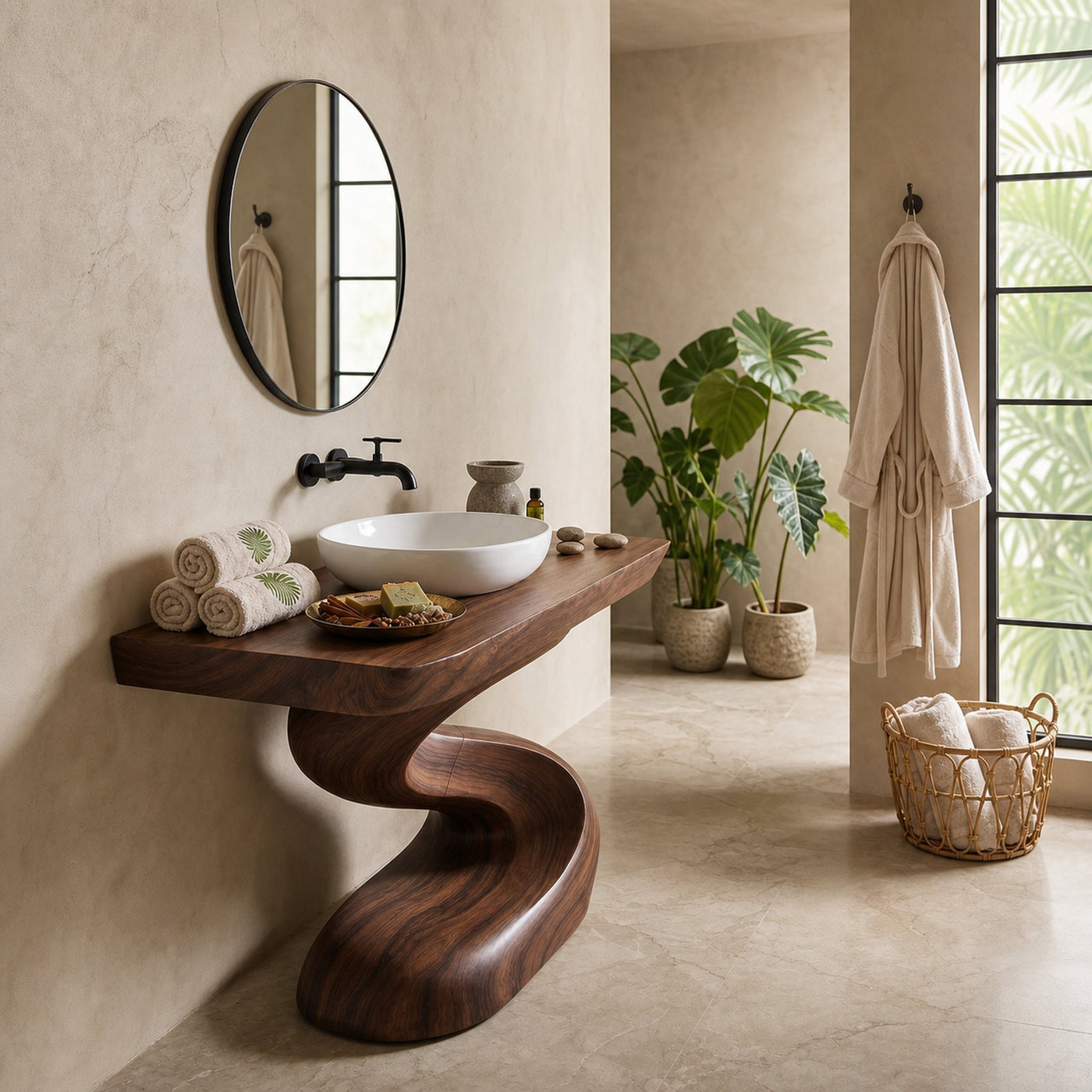 Spa Style Wood Washstand Vanity For Wellness Bathroom - product view 2