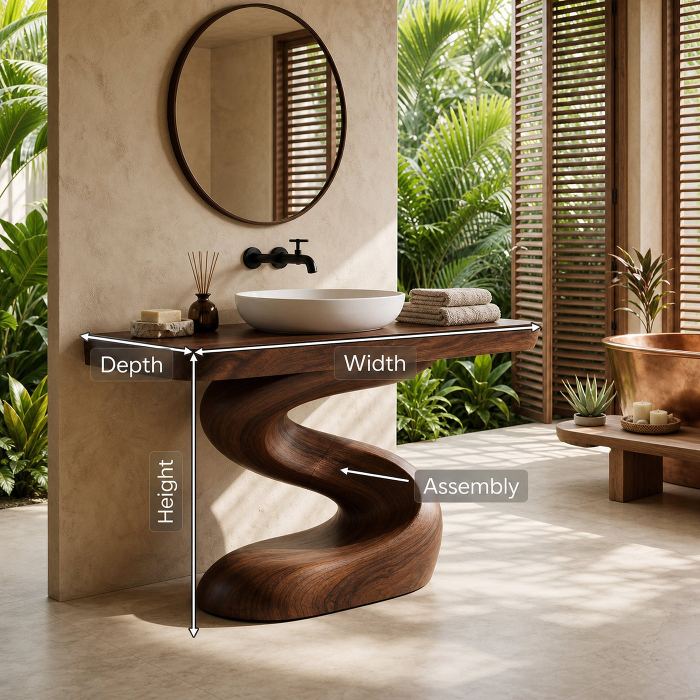Spa Style Wood Washstand Vanity For Wellness Bathroom - product view 8