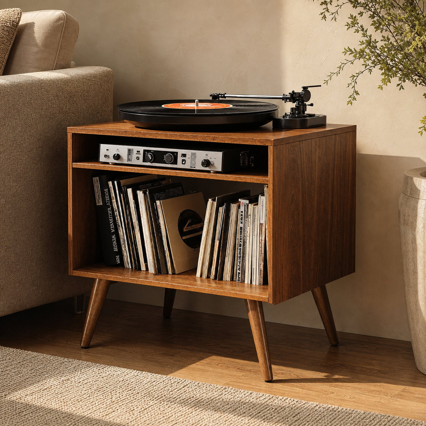 Spacious Record Player Stand For Living Room, Bedroom, Office