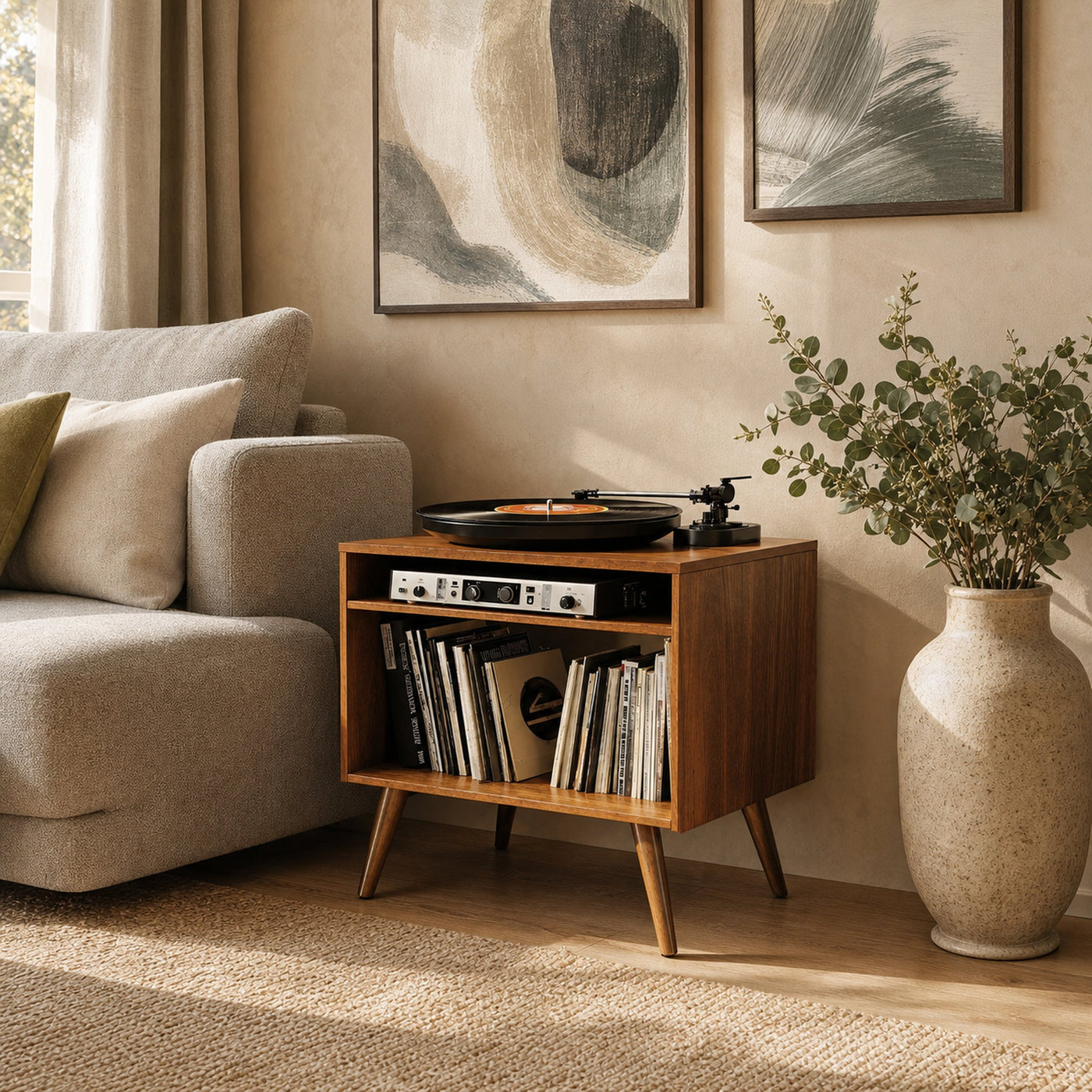 Spacious Record Player Stand For Living Room, Bedroom, Office - product view 2