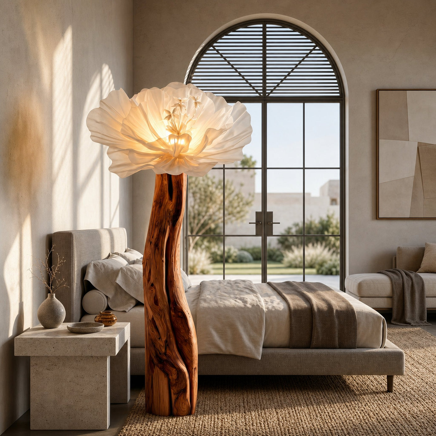 Statement Floor Lamp Nature Inspired Flower Sculpture For Living Room