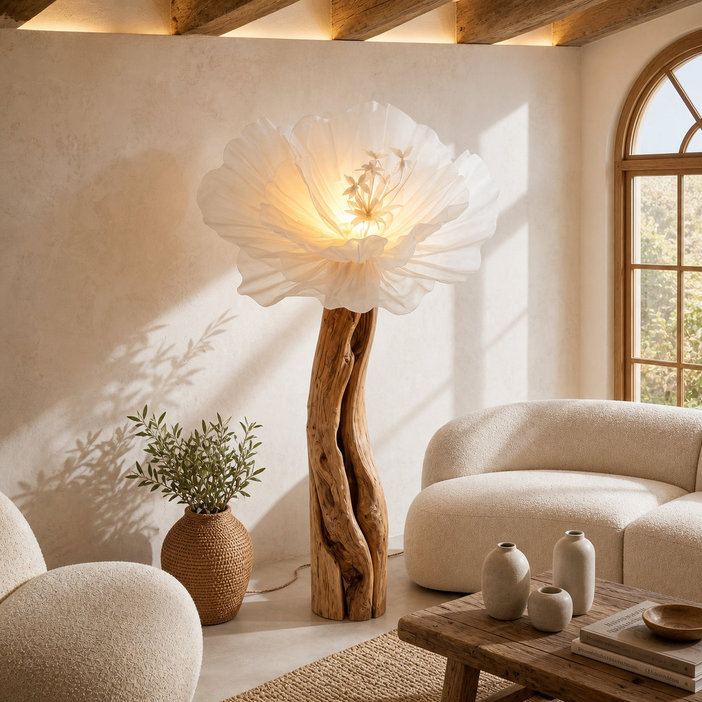 Statement Floor Lamp Nature Inspired Flower Sculpture For Living Room - product view 2