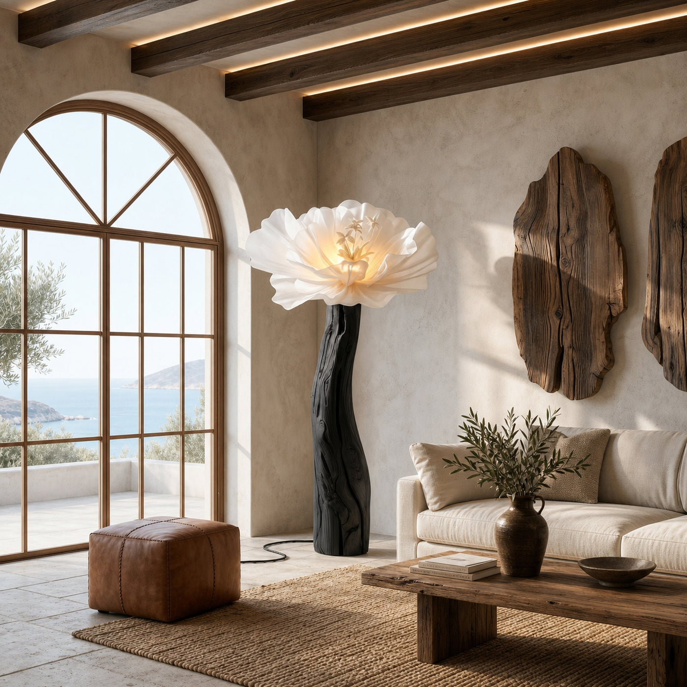Statement Floor Lamp Nature Inspired Flower Sculpture For Living Room - product view 4