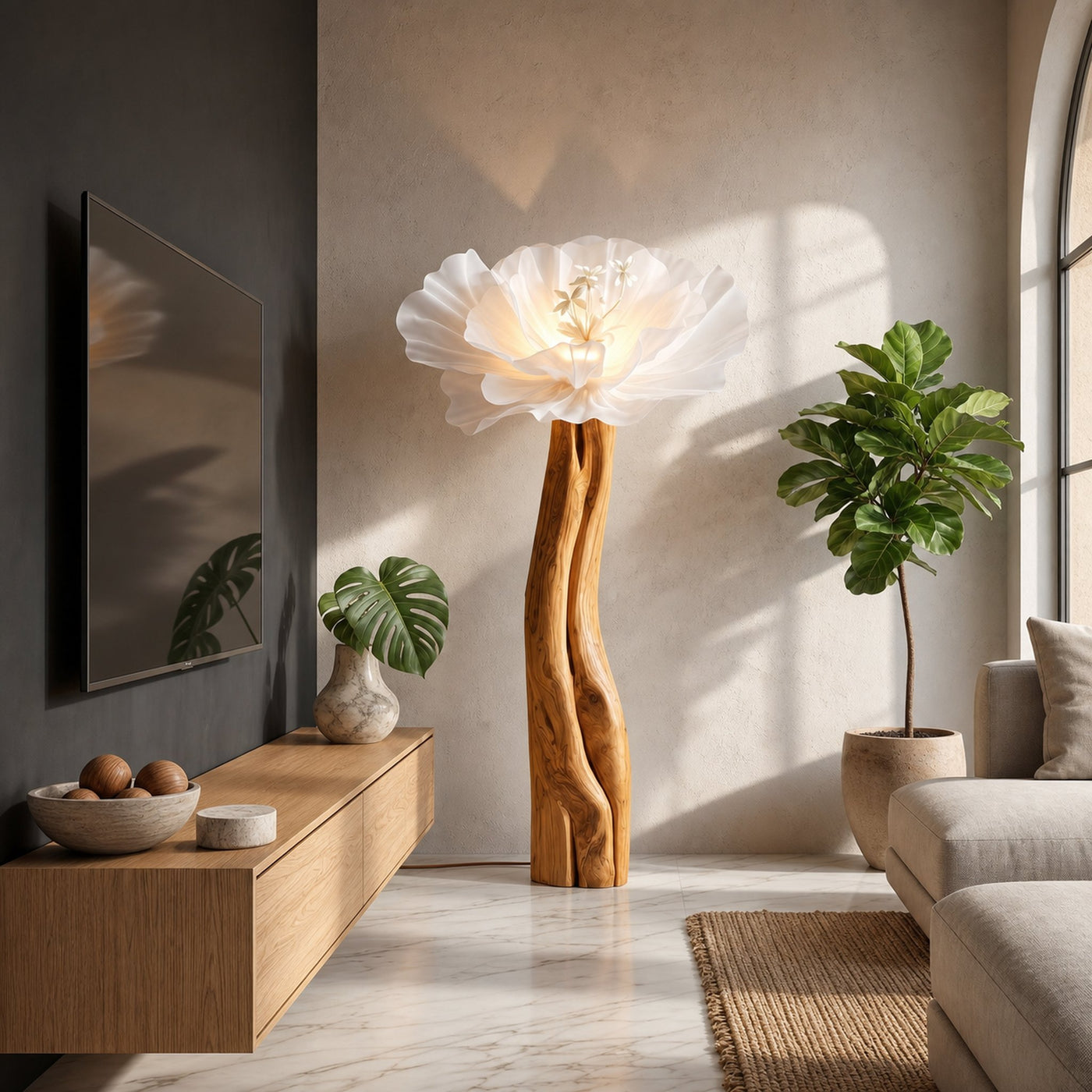 Statement Floor Lamp Nature Inspired Flower Sculpture For Living Room - product view 5