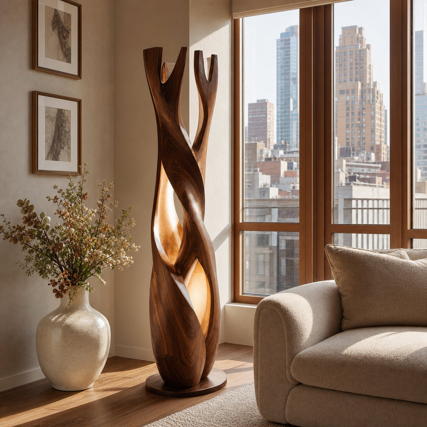 Statement Wooden Sculpture Lamp For Luxury Home - product view 2