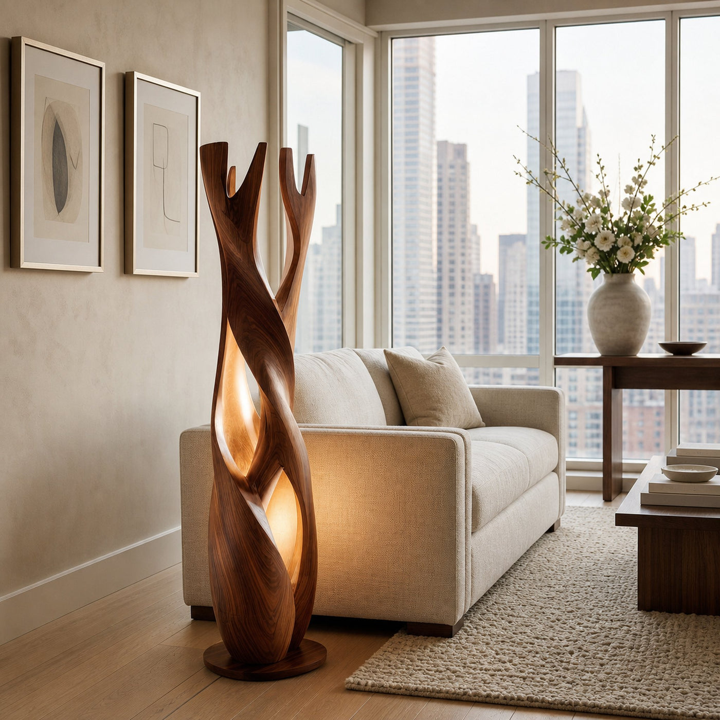 Statement Wooden Sculpture Lamp For Luxury Home - product view 3