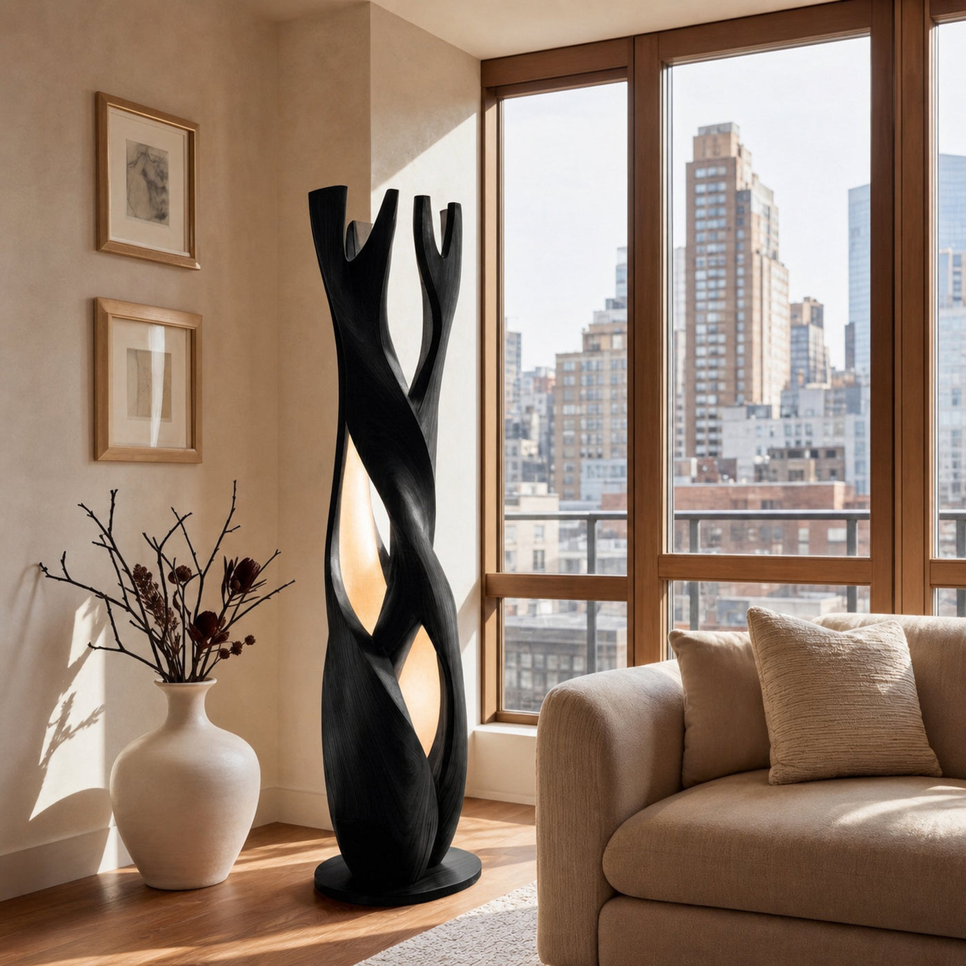 Statement Wooden Sculpture Lamp For Luxury Home - product view 4