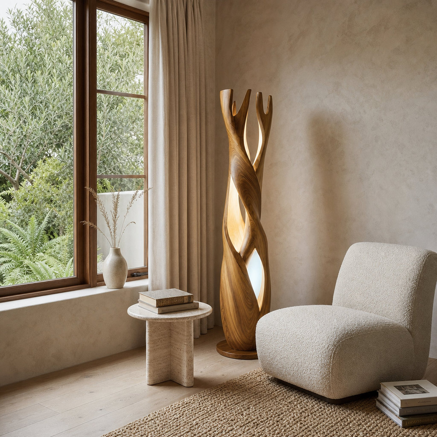 Statement Wooden Sculpture Lamp For Luxury Home - product view 5