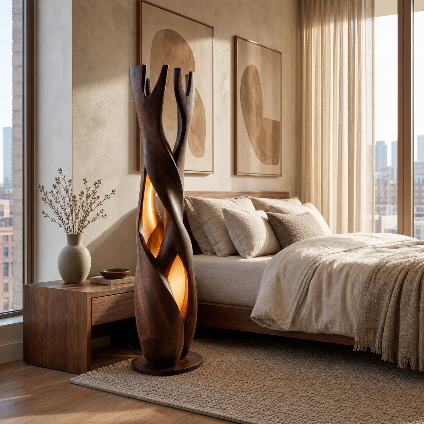 Statement Wooden Sculpture Lamp For Luxury Home - product view 7