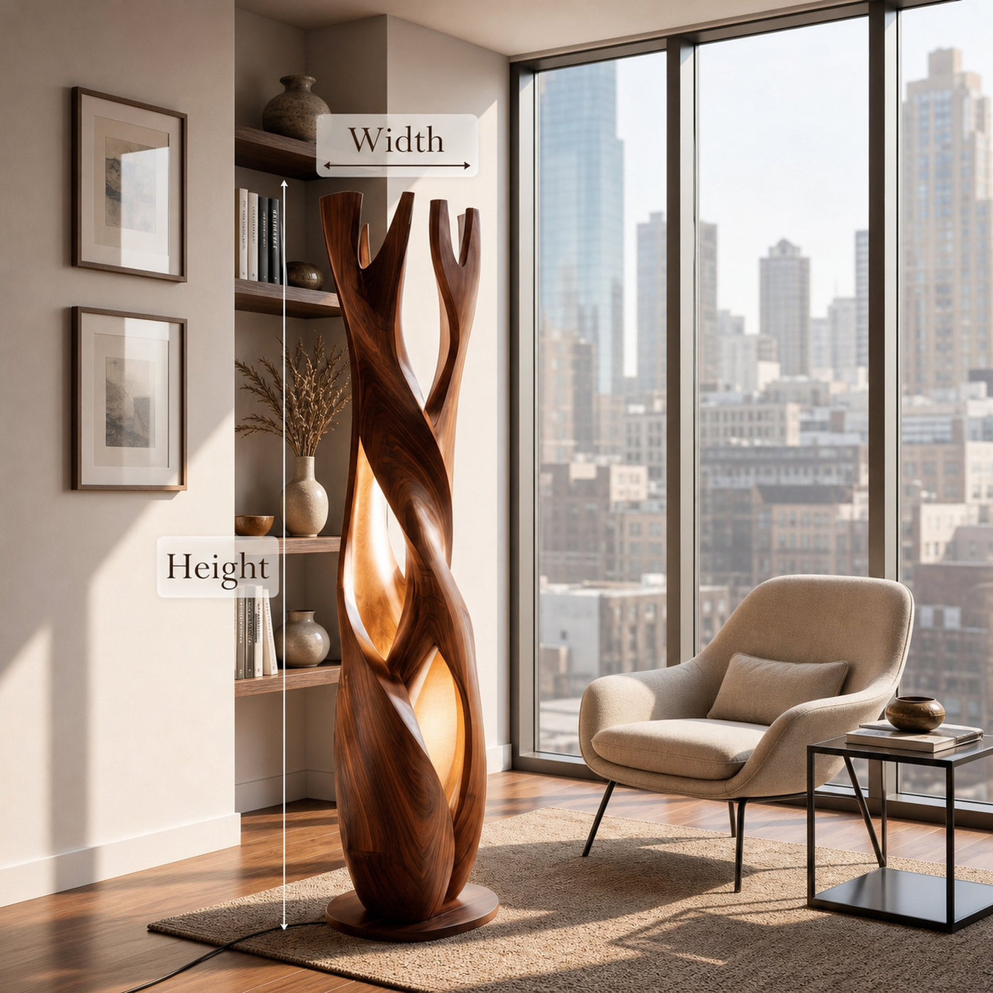 Statement Wooden Sculpture Lamp For Luxury Home - product view 8