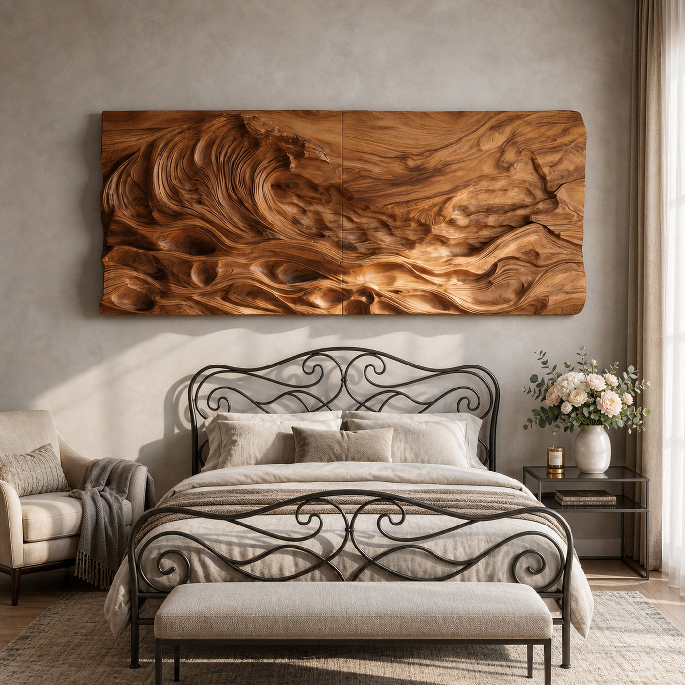 Textured Ocean Wave Wood Wall Art For Luxury Home Decoration - product view 3