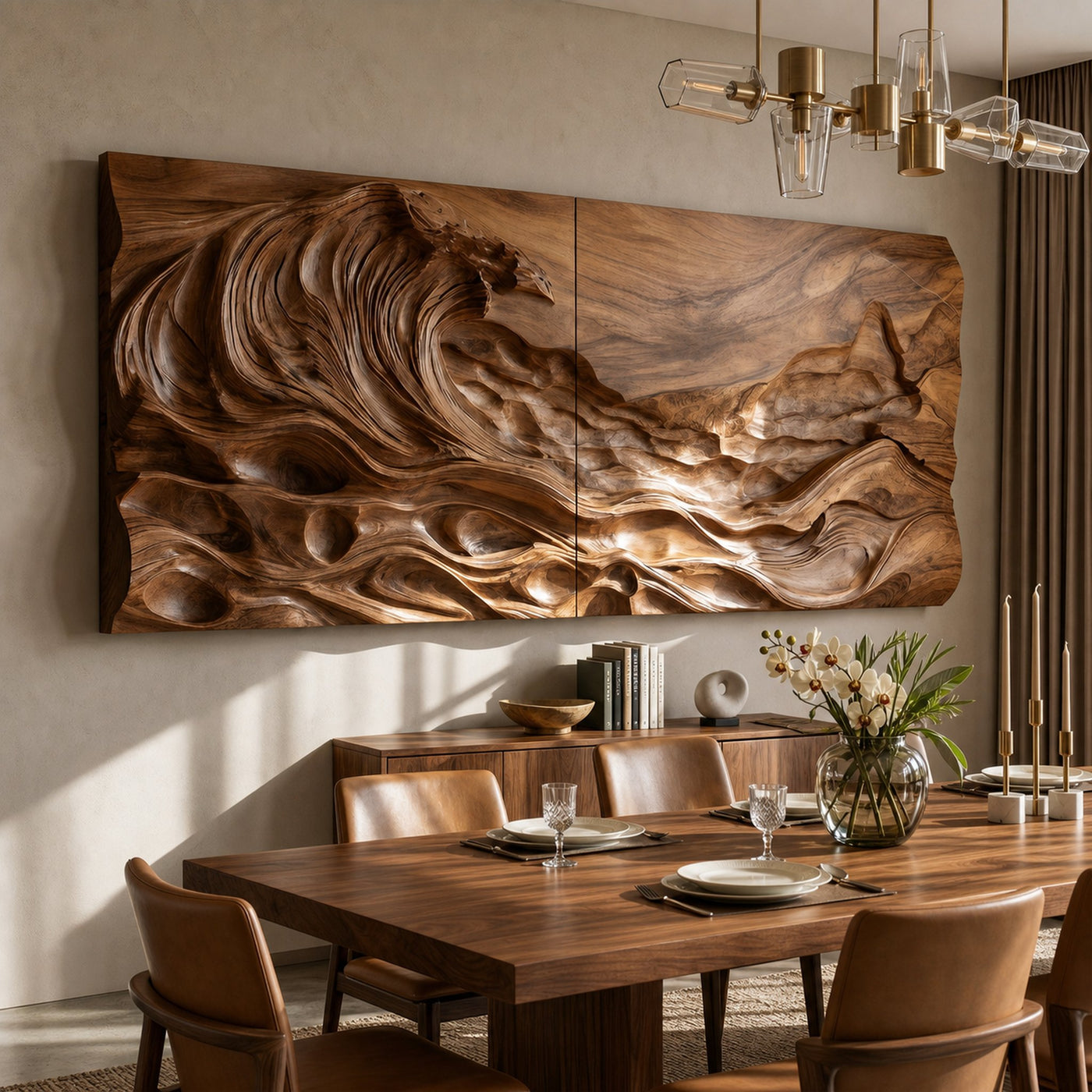 Textured Ocean Wave Wood Wall Art For Luxury Home Decoration - product view 4