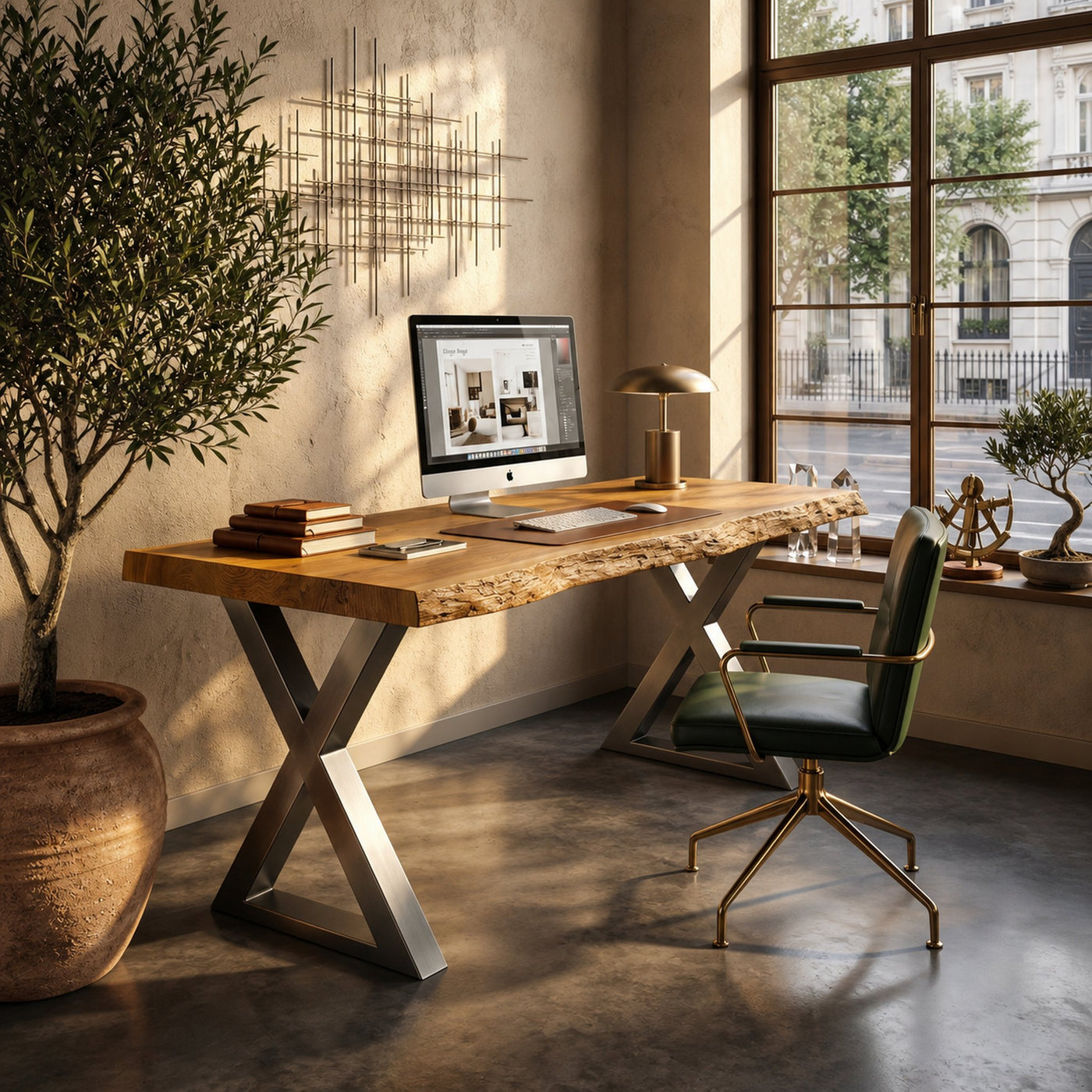 Tropical Computer Desk With Live Edge Top For Home Office - product view 5