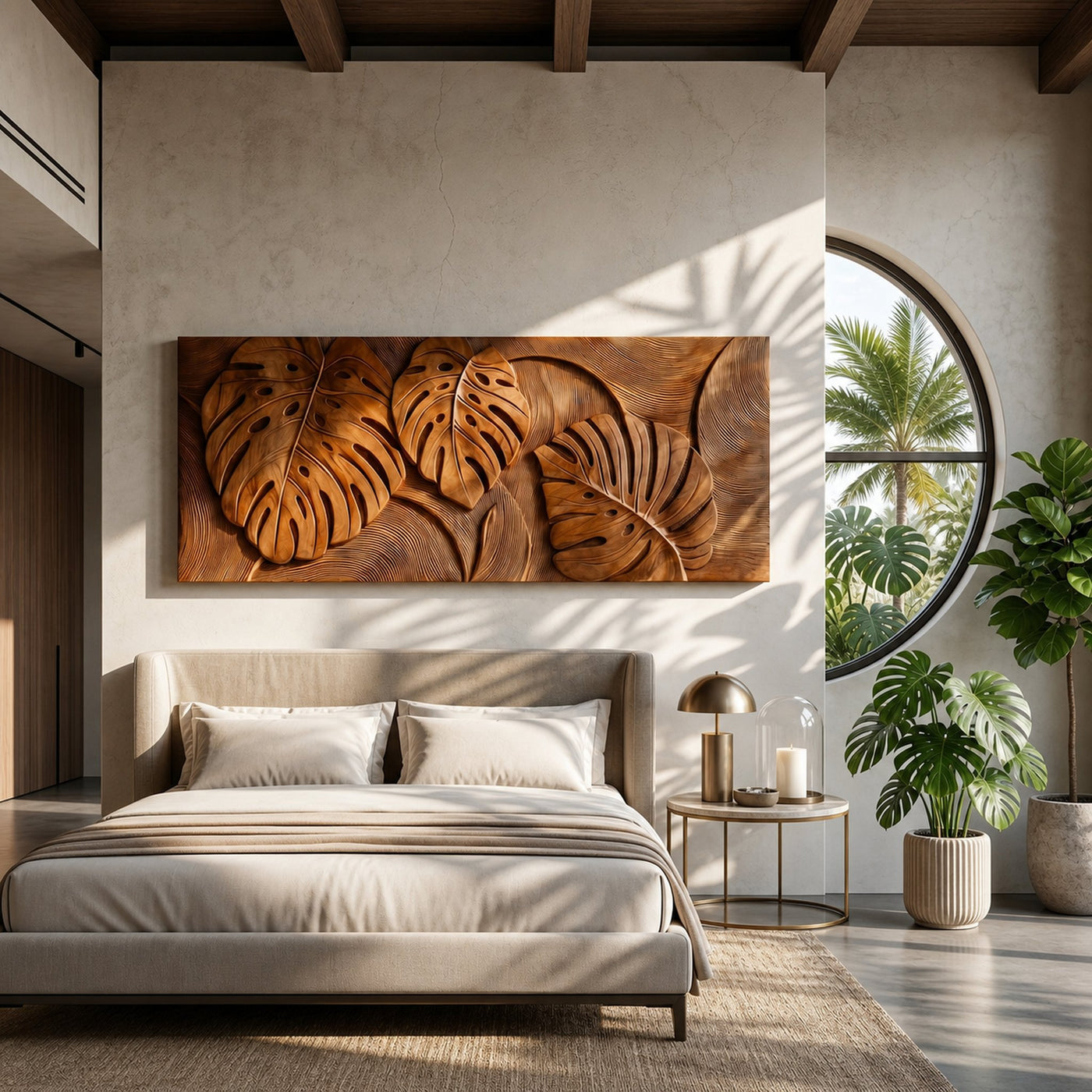 Tropical Wall Art With Leaf Texture For Bathroom - product view 4