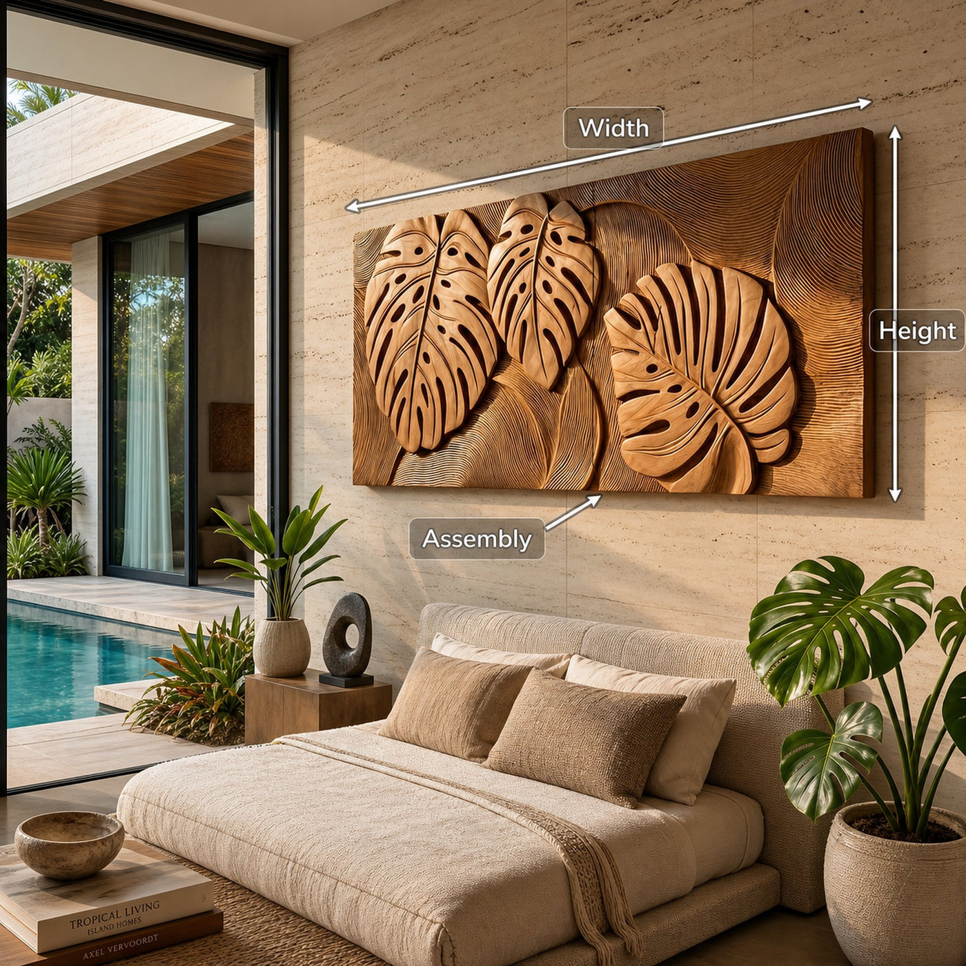 Tropical Wall Art With Leaf Texture For Bathroom - product view 5