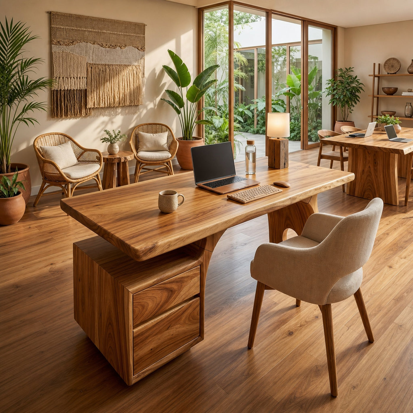 Tropical Work Desk With Storage Drawers For Home Office - product view 3