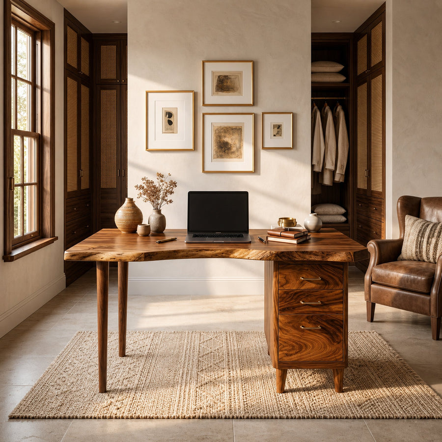 Urban Writing Desk With Drawer Storage For Apartment Office