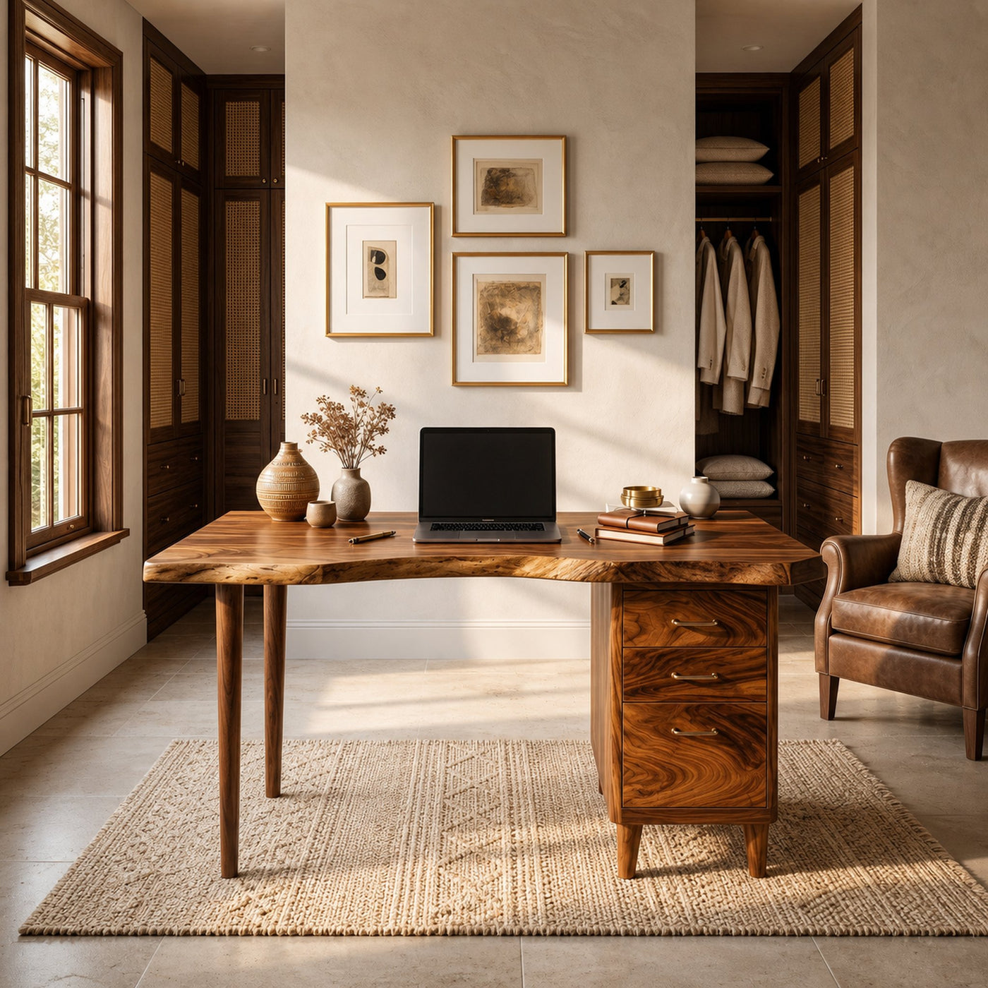 Urban Writing Desk With Drawer Storage For Apartment Office