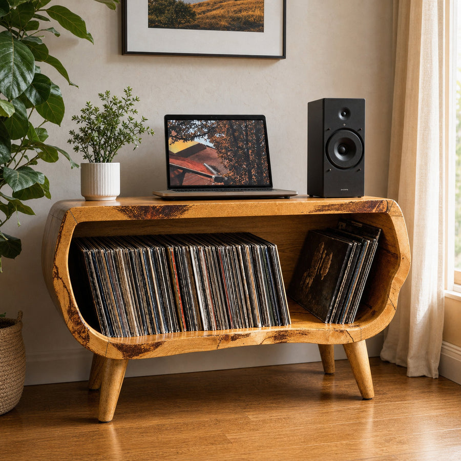 Vintage Record Player Stand For Living Room, Bedroom, Office