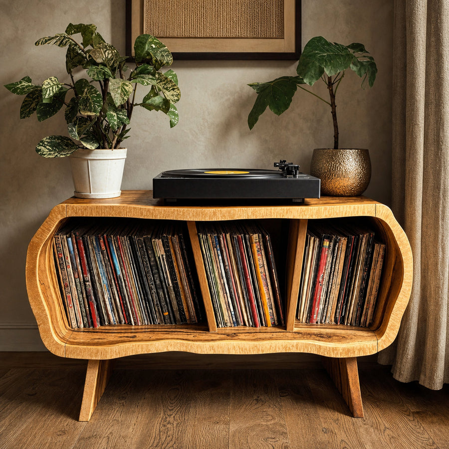 Vintage Solid Wood Record Console For Bedroom Furniture Decor